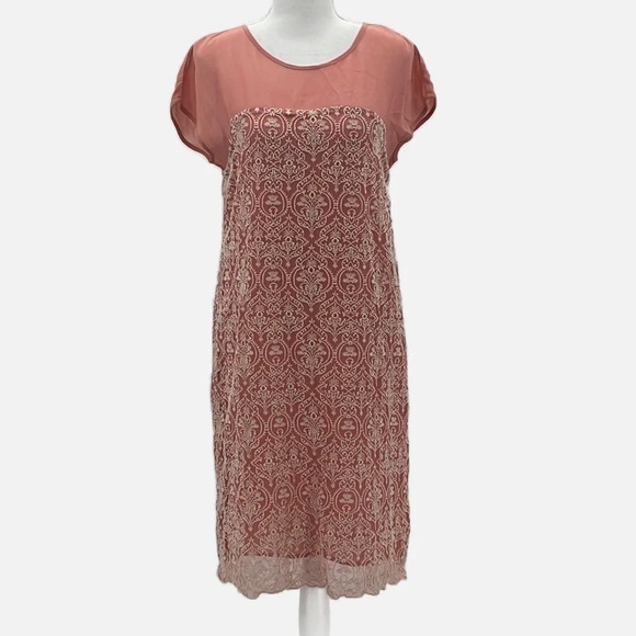 Sundance Rose Palace Embroidered Shift Dress in Dusty Pink - Size Small - Picture 1 of 5